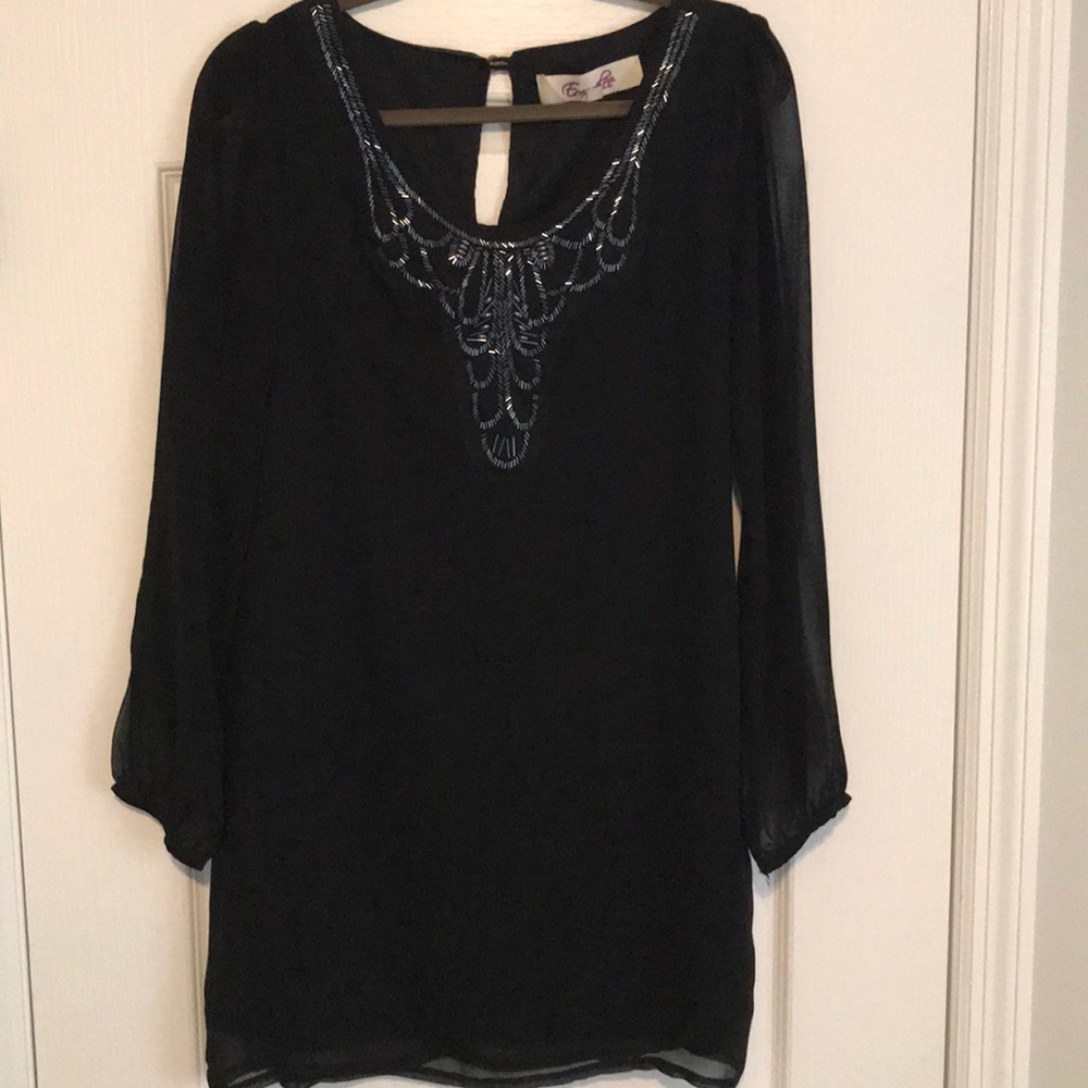 Francesca’s “Emmelee” black cocktail dress